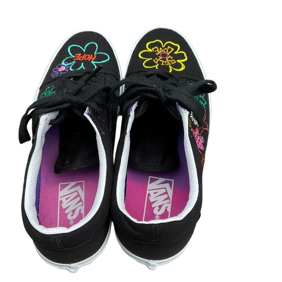 Vans Old Skool Black Floral Embroidered Sneakers – Positive Message Collection 9 - Picture 4 of 7